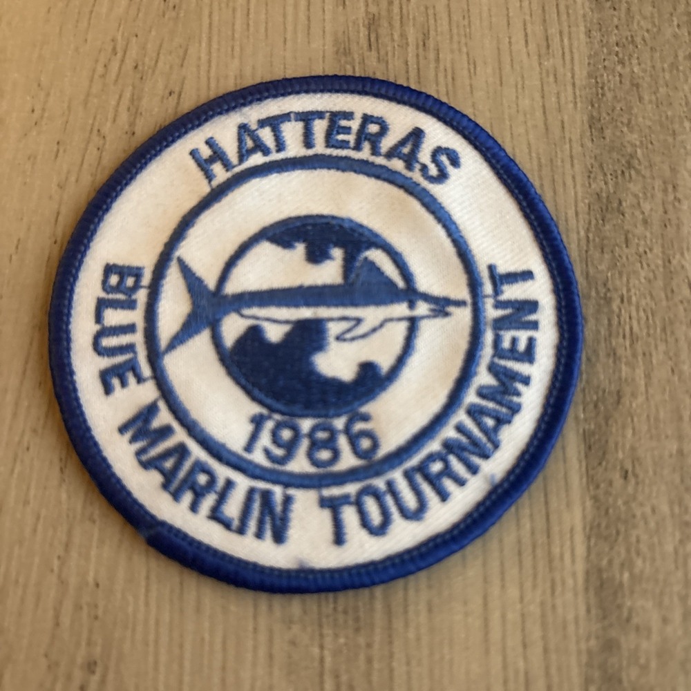 Vintage 1986 Hatteras Blue Marlin Tournament Patch Fishing Collectible 3 Inch